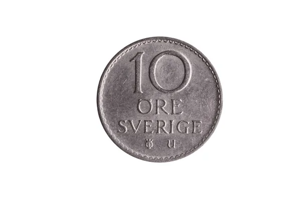 Svédország Érme Érc Gustaf Fordított Kivágták Elszigetelt Fehér Background — Stock Fotó