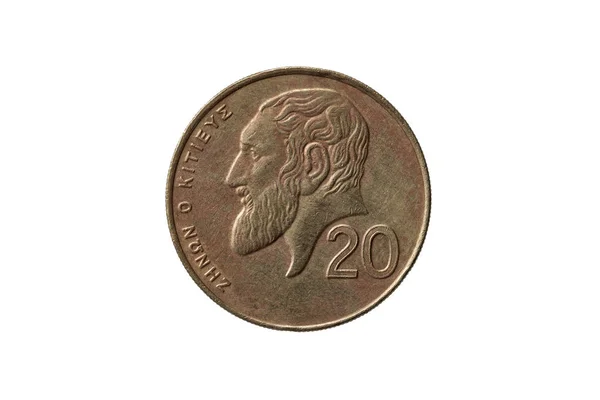 Grecki Stary Centów Monety Dnia 1994 Obrazem Portretowym Zeno Citium — Zdjęcie stockowe