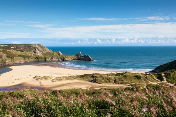 Three Cliffs Bay Gower Peninsular West Glamorgan Wales Which Popular — Stock Photo, Image