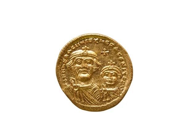 Złote Rzymskie Monety Stałe Rzymskiego Cesarza Justyniana Ad527 265 Wyciąć — Zdjęcie stockowe