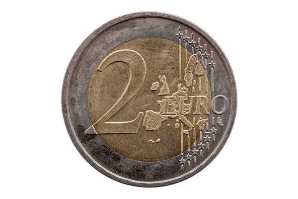 Duas Moedas Euro Alemanha 2002 Cortadas Isoladas Num Fundo Branco — Fotografia de Stock