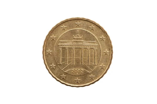 Reverse Ten Cent Euro Coin Germany Dated 2002 Showing Brandenburg — Stock Photo, Image