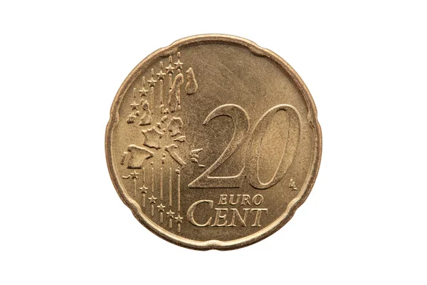 Németország 2002 Évi Centes Euroérméje Fehér Alapon Kivágva Elszigetelve — Stock Fotó