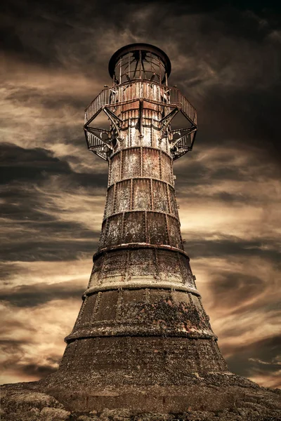 Whitford Lighthouse Cast Iron Victorian Ruin North Coast Gower Peninsular — Stock Photo, Image