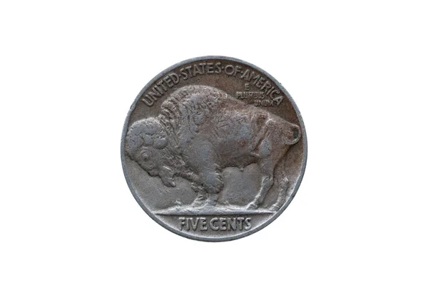 Usa Cent Buffalo Indian Head Nikkel Érme Kelt 1935 Vissza — Stock Fotó