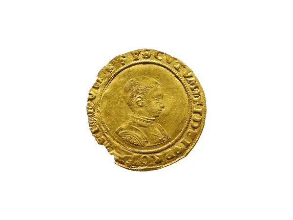 Król Edward 1547 1553 Złota Moneta Władcy Wycięta Odizolowana Białym — Zdjęcie stockowe