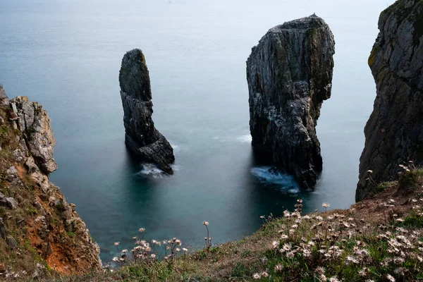 Stack Rocks Castlemartin Pembrokeshire Wales — стоковое фото