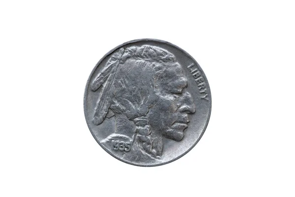 Usa Cent Buffalo Indian Head Nikkel Érme 1935 Keltezéssel Obverz — Stock Fotó