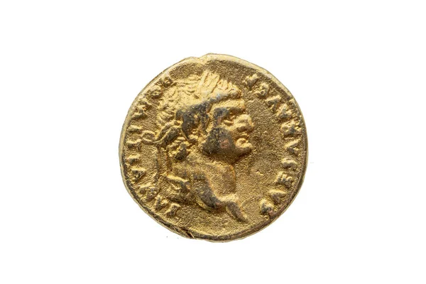 Römisches Gold Aureus Replik Münze Vorderseite Des Römischen Kaisers Domitian — Stockfoto