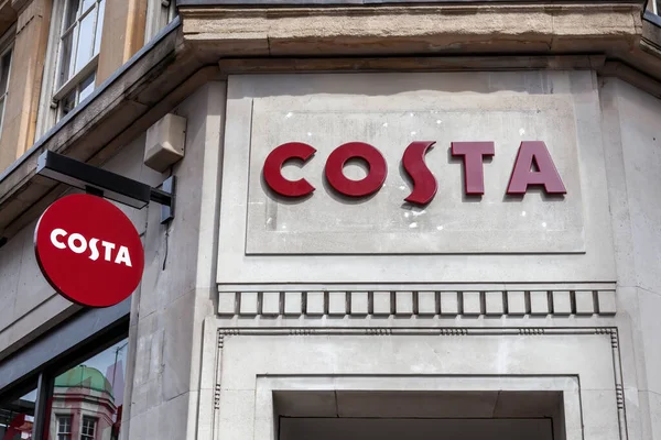 Londra Regno Unito Aprile 2011 Costa Coffee Red Logo Advertising — Foto Stock