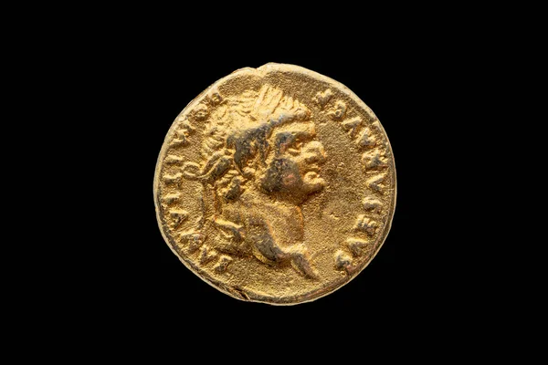 Romerska Guld Aureus Replika Mynt Framsida Romerska Kejsaren Domitian Skära — Stockfoto