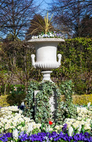 Regents Park Våren Urna Blomma Display Blomsterrabatt Som Populär Offentlig — Stockfoto