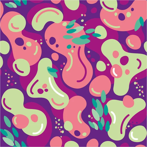 カラフルな流体カラフルな楽しい泡の背景 シームレスなベクトルパターン — ストックベクタ