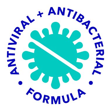 Antiviral ve antibakteriyel formül vektör ikonu. Coronavirus 2019 dur işaretleri, sağlık koruma etiketleri