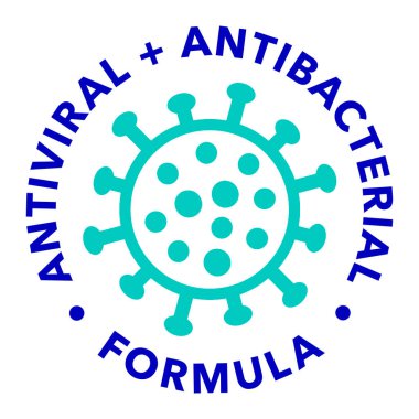 Antiviral ve antibakteriyel formül vektör ikonu. Coronavirus 2019 dur işaretleri, sağlık koruma etiketleri