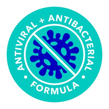 Antiviral ve antibakteriyel formül vektör ikonu. Coronavirus 2019 dur işaretleri, sağlık koruma etiketleri