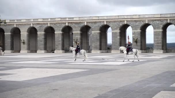 Madrid Espanha Abril 2018 Cerimônia Solene Mudança Guarda Palácio Real — Vídeo de Stock