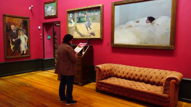 マドリード スペイン 2018年3月27日 未知の訪問者はソローヤの家博物館で写真を検討 — ストック動画