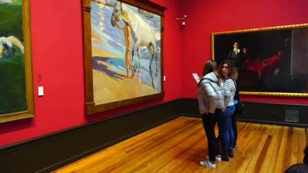 Madrid Spanje Maart 2018 Onbekende Bezoekers Overwegen Foto Het Huismuseum — Stockvideo