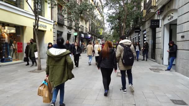 Madrid Spagna Marzo 2018 Persone Sconosciute Strade Madrid Movimento Lentomovimento — Video Stock