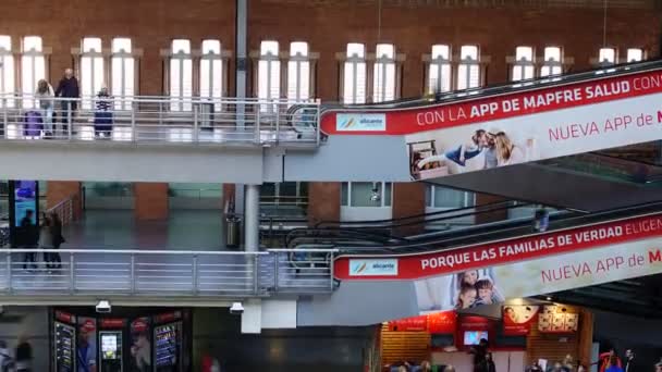 Madrid Spain April 2018 Atocha Railway Station Time Lapse — Stock Video