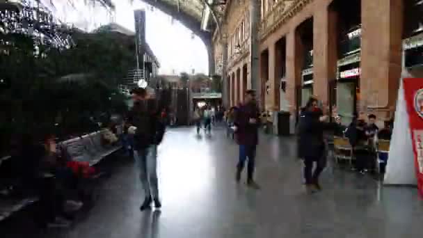 Madrid Spain April 2018 Atocha Railway Station Hyperlapse — Stock Video