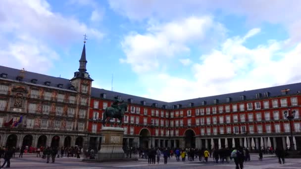 Madrid Spain March 2018 Туристи Майдані Плази Timelapse — стокове відео