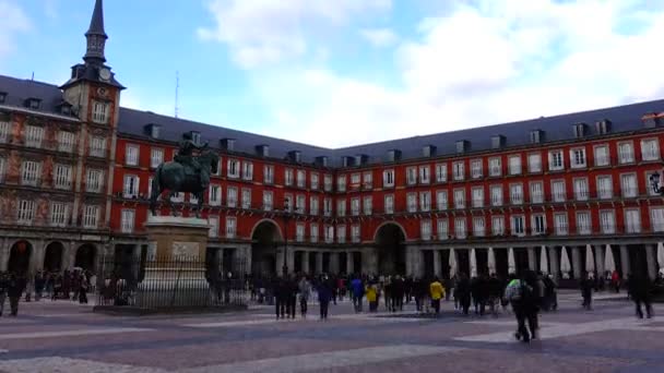 Madrid Hiszpania Marca 2018 Turyści Plaza Mayor Ramy Czasowe — Wideo stockowe