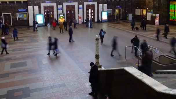 Kiev Ukraine March 2018 Penumpang Station Timelapse Kereta Api Kiev — Stok Video