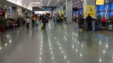 KIEV, UKRAINE - 21 Mart 2018: Boryspil Uluslararası Havaalanı Yolcuları.