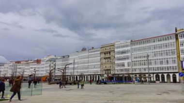 LA CORUNA, SPAIN - APRIL 1, 2018: Unknown people on the embankment of the city.