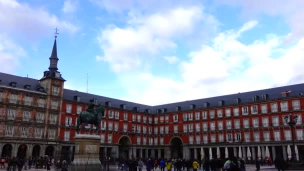 Madrid Hiszpania Marca 2018 Turyści Plaza Mayor Ramy Czasowe — Wideo stockowe