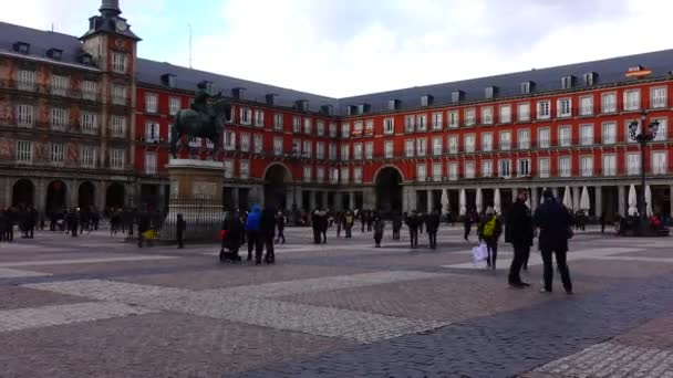 Madrid Espagne Mars 2018 Touristes Sur Plaza Mayor Temps Écoulé — Video