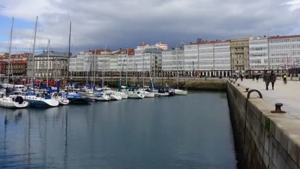 Coruna Espagne 1Er Avril 2018 Quai Les Yachts Coruna — Video