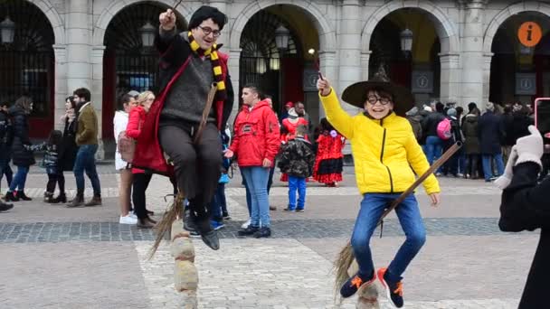 Madrid España Marzo 2018 Turistas Plaza Mayor — Vídeos de Stock