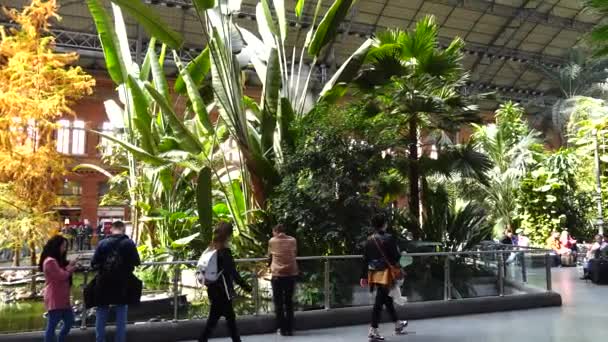 Madrid Spanien April 2018 Atocha Järnvägsstation Atocha Madrids Största Järnvägsstation — Stockvideo