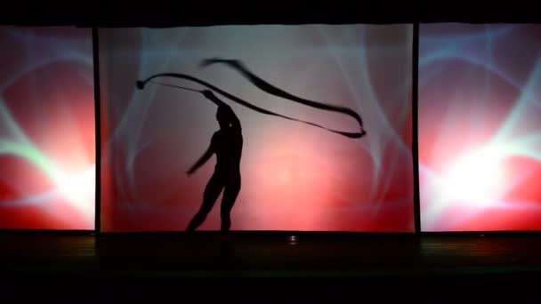 Berdyansk Ukraine October Performance Theater Shadows Front Backlit White Screen — 图库视频影像