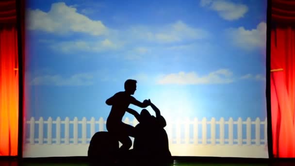 Berdyansk Ukraine October Performance Theater Shadows Front Backlit White Screen — 비디오