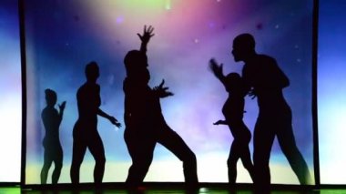 BERDYANSK, UKRAINE - 30 EKİM: 30 Ekim 2016 'da Ukrayna' nın Berdyansk kentinde arka planda beyaz perdenin önündeki gölgeler tiyatrosunun performansı