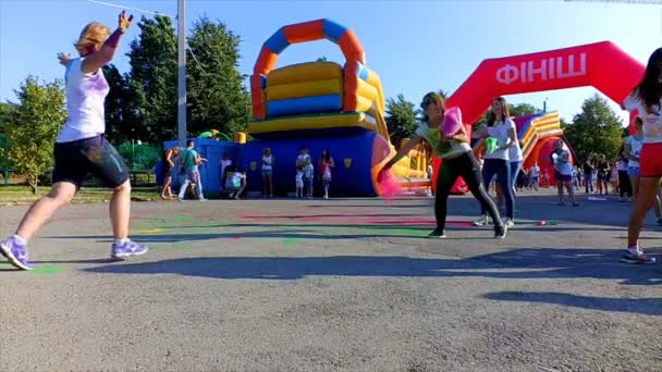 Ivano Frankivsk Ukraine July Color Running Distance 300 Meters Participants — Stock Video