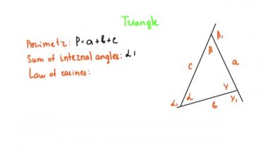 Geometri. Üçgen geometri formülleri. Beyaz bir arkaplanda.
