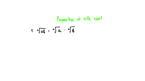 Algebra Eigenschaften Der Nth Root Auf Weißem Hintergrund — Stockvideo