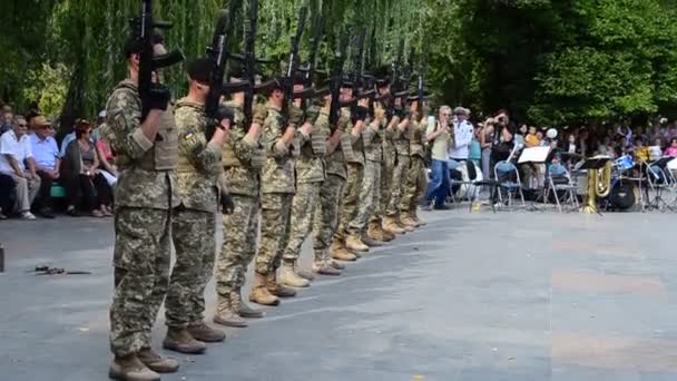 Declaraciones Públicas Los Marines Ucrania Marines Con Demostraciones Con Armas — Vídeos de Stock