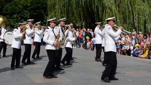 Tiro Orquestra Declarações Públicas Berdyansk Dedicado Dia Cidade Região Zaporizhia — Vídeo de Stock