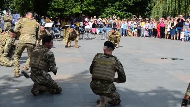 Publiczne Oświadczenia Marines Ukraina Marines Pokazami Broni Publiczne Oświadczenia Berdyansk — Wideo stockowe