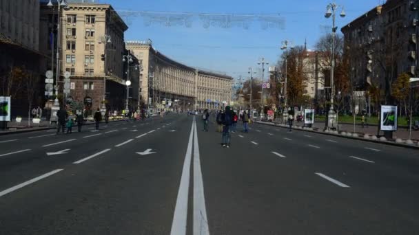 Calle Kiev Khreshchatyk Ucrania — Vídeo de stock