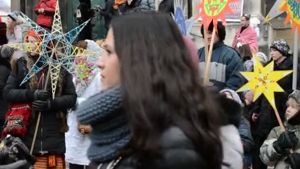 Desfile Com Estrelas Lviv Ucrânia — Vídeo de Stock