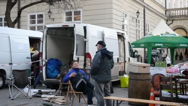 Bierreclame Schieten Lviv Oekraïne — Stockvideo