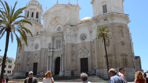 Maravillosa Catedral Estilo Neoclásico Ciudad Cádiz España Andalucía — Vídeos de Stock