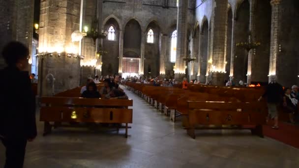 Santa Maria Del Mar Barcelona Spanien — Stockvideo